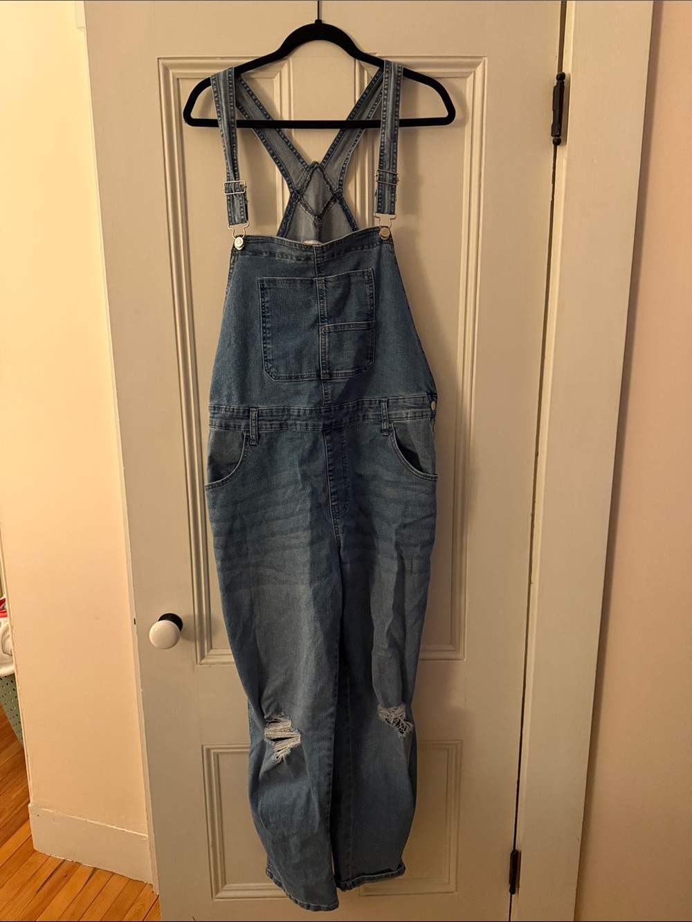 Celebrity Pink Denim Jumpsuit in Faded Blue